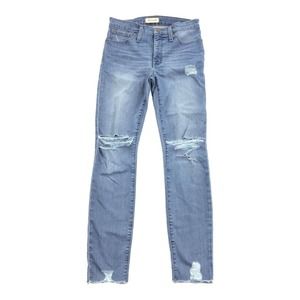 Madewell Distressed 9” High Rise Skinny Leg Jeans 28 Medium Blue Ripped Denim